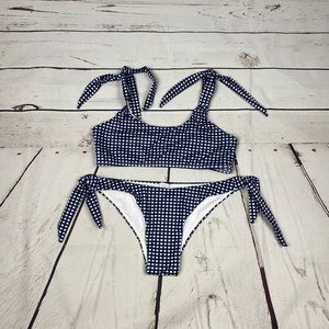 Navy Checkered Bikini Set‎
